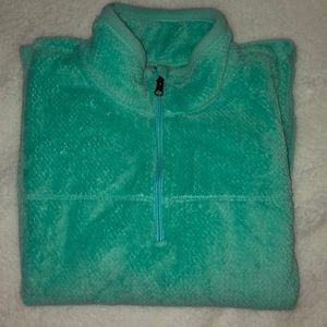 light turquoise zip up sweater